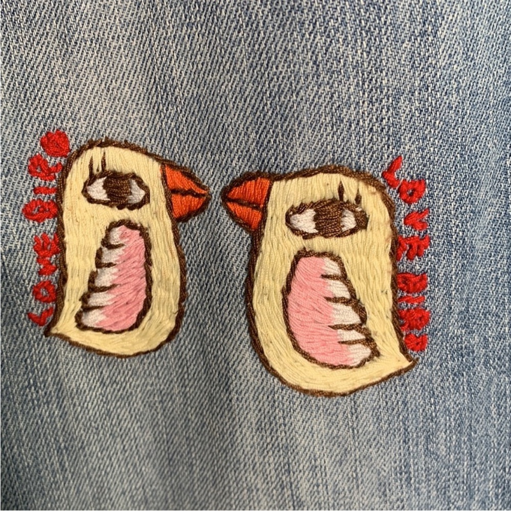 Joystick Hand Embroidered Patchwork Distressed Fl… - image 2